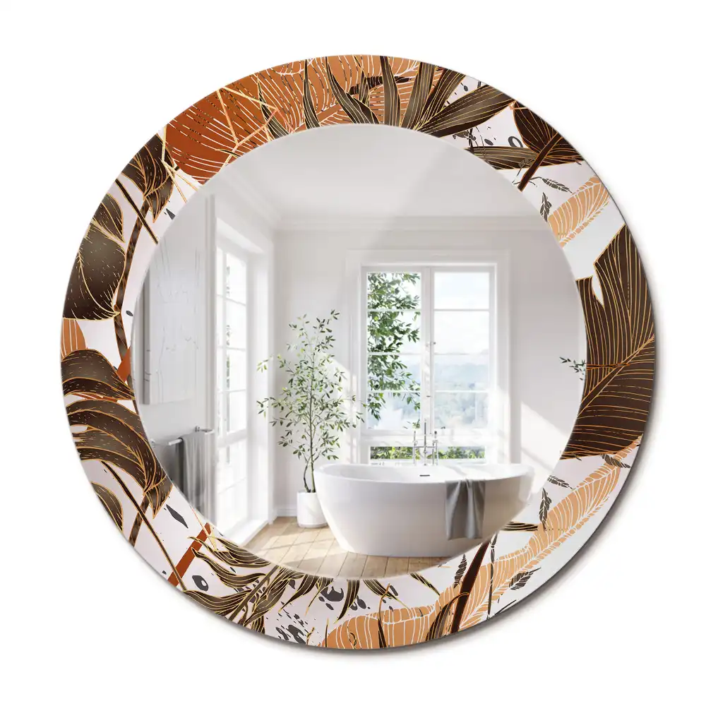Miroir rond imprimé feuilles de palmier