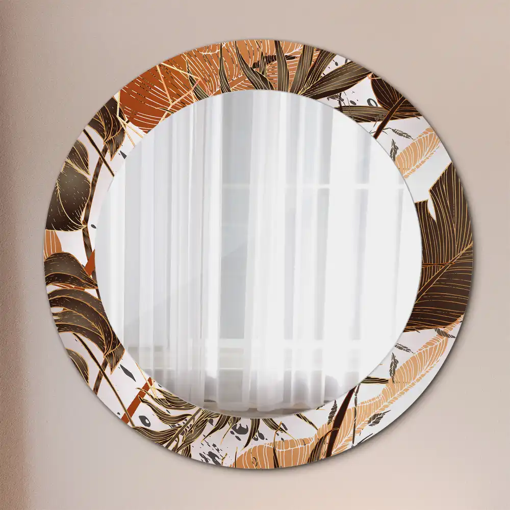 Miroir rond imprimé feuilles de palmier