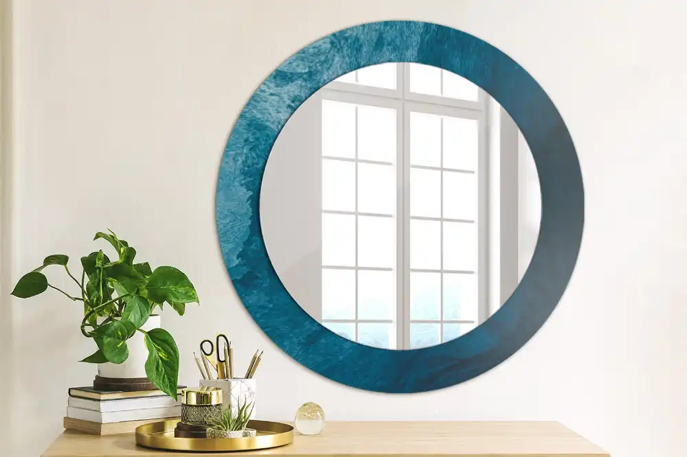 Miroir rond avec décoration art abstrait