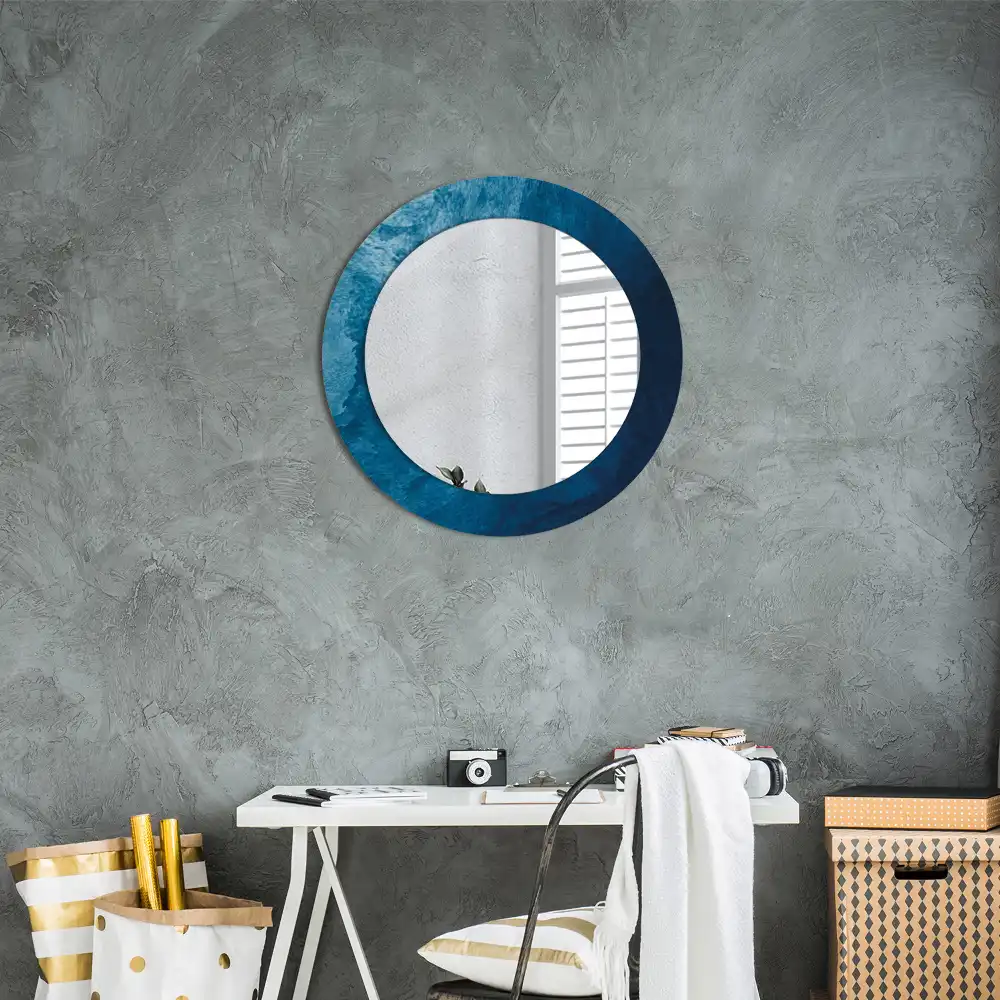 Miroir rond avec décoration art abstrait
