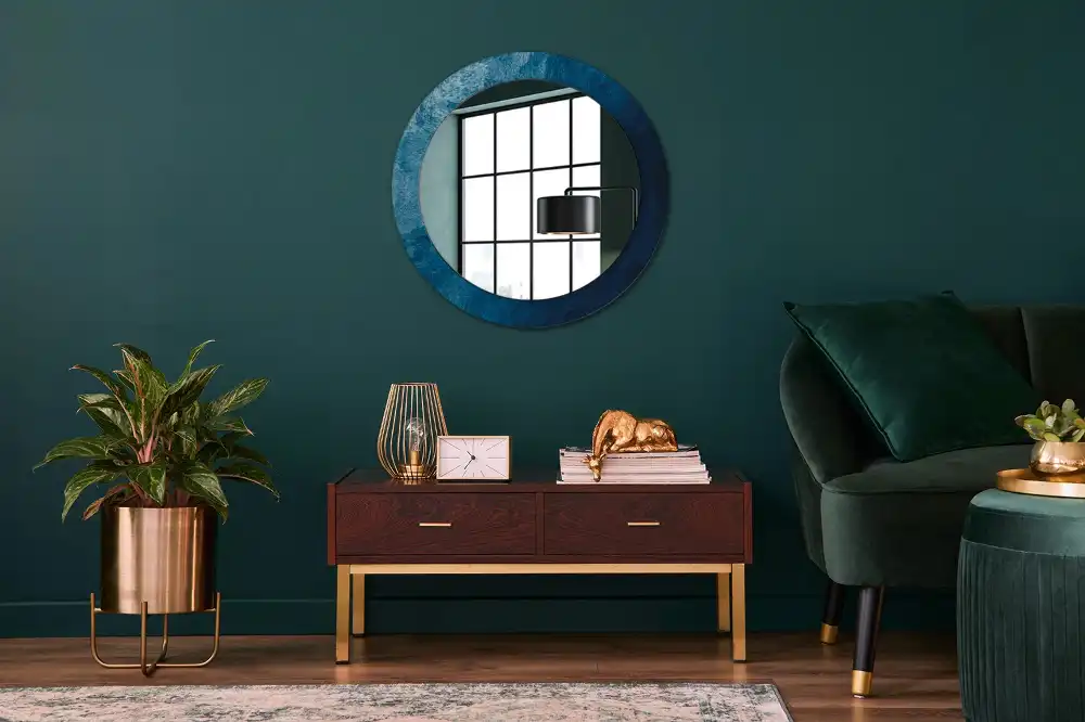 Miroir rond avec décoration art abstrait