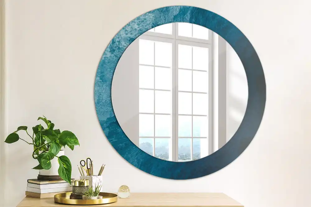Miroir rond avec décoration art abstrait