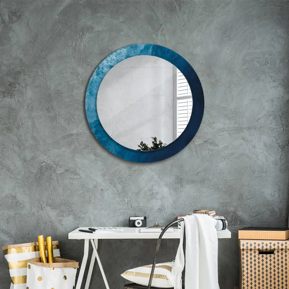 Miroir rond avec décoration art abstrait
