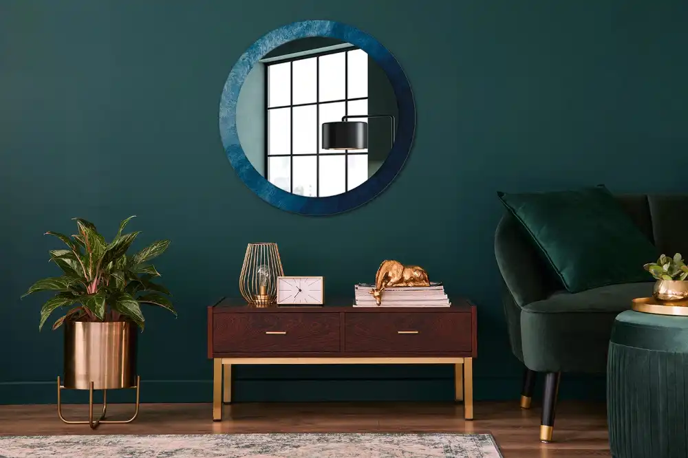 Miroir rond avec décoration art abstrait