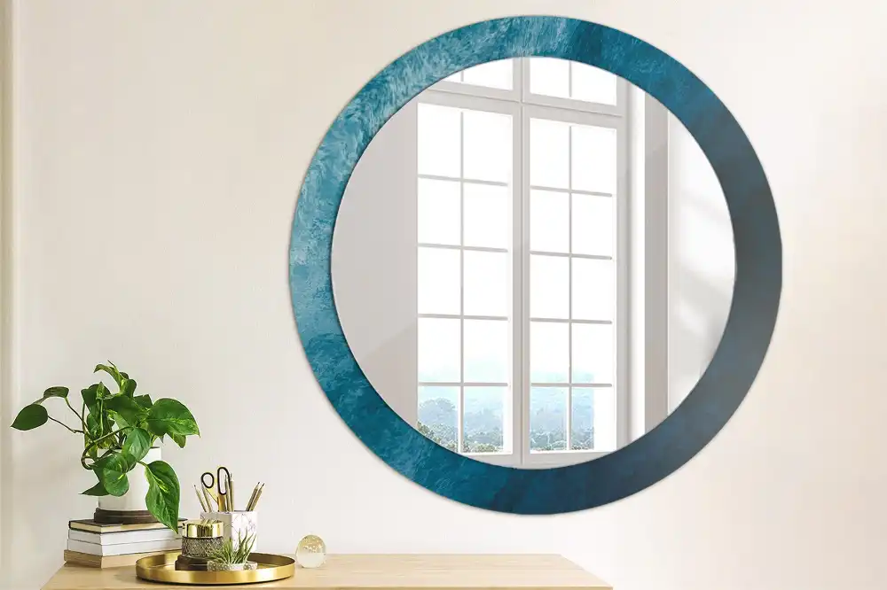 Miroir rond avec décoration art abstrait