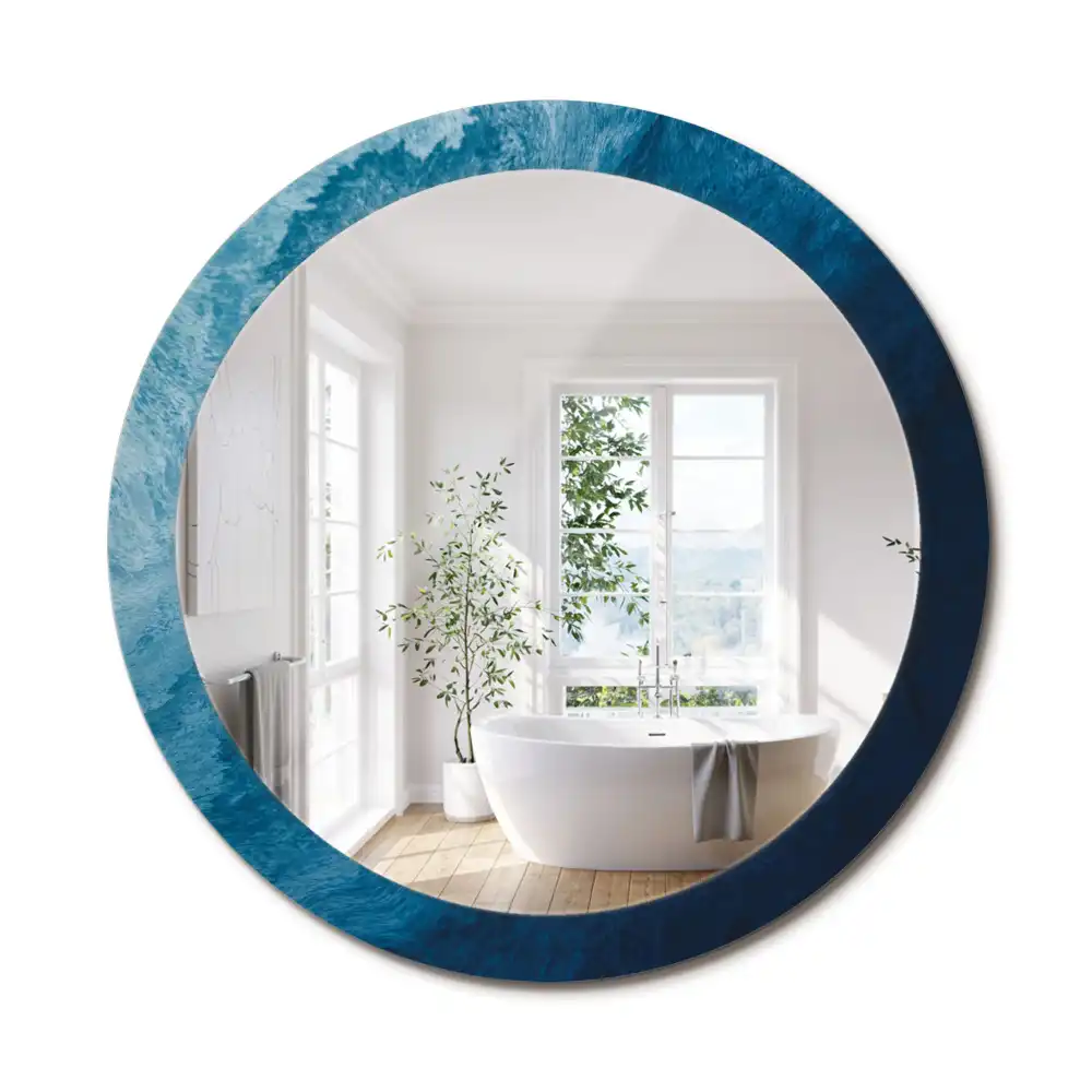 Miroir rond avec décoration art abstrait
