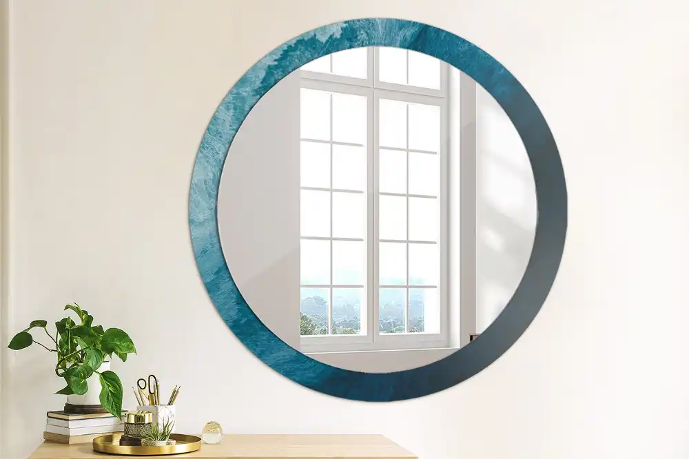 Miroir rond avec décoration art abstrait
