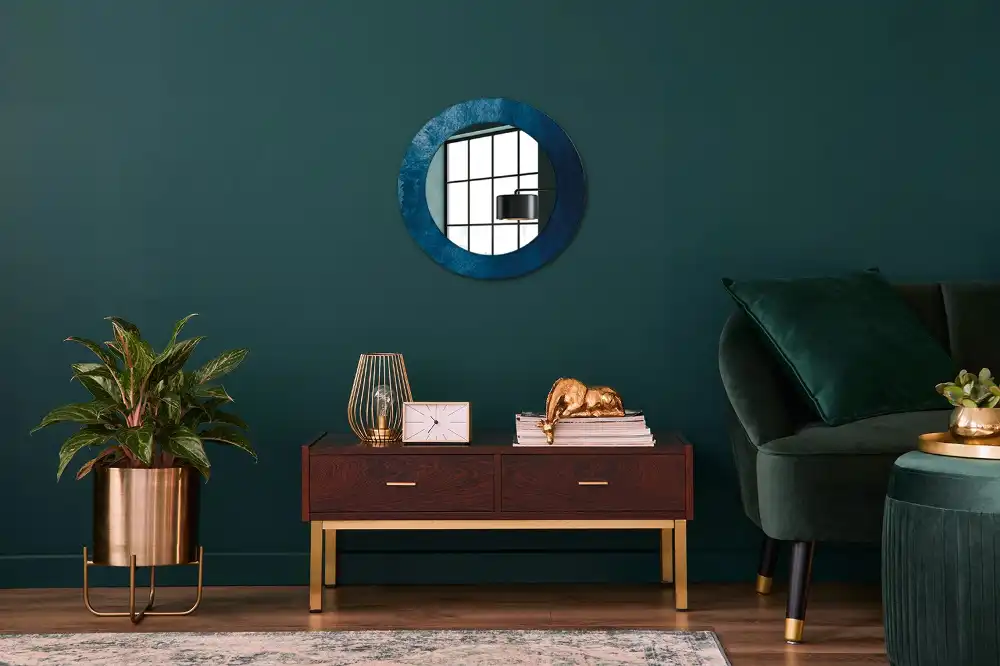 Miroir rond avec décoration art abstrait