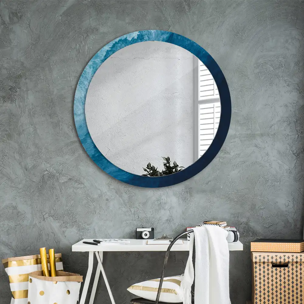 Miroir rond avec décoration art abstrait