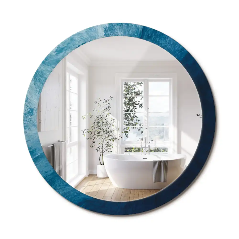 Miroir rond avec décoration art abstrait