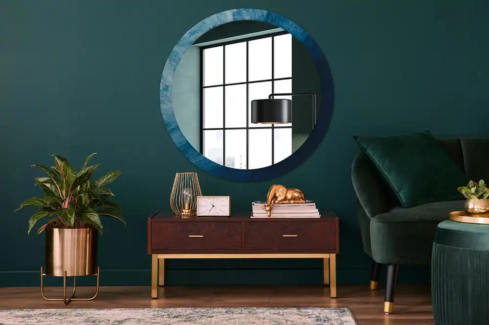 Miroir rond avec décoration art abstrait