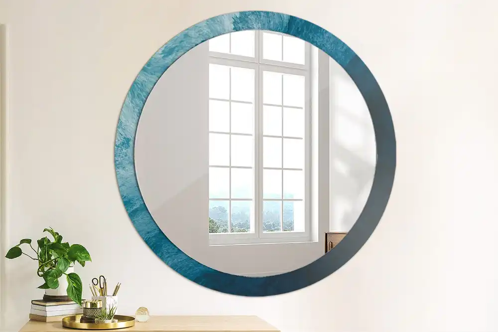 Miroir rond avec décoration art abstrait