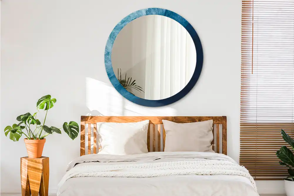 Miroir rond avec décoration art abstrait