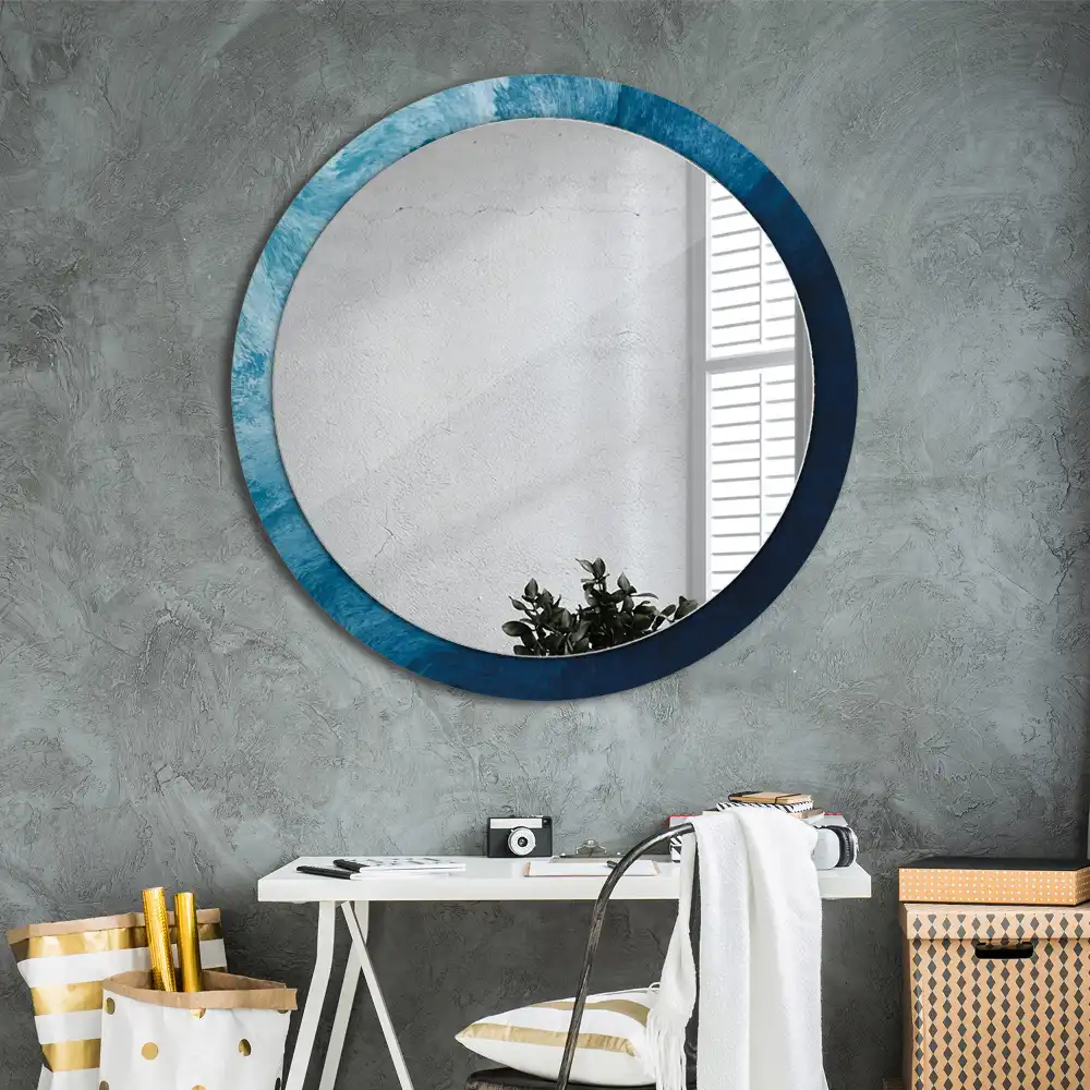 Miroir rond avec décoration art abstrait