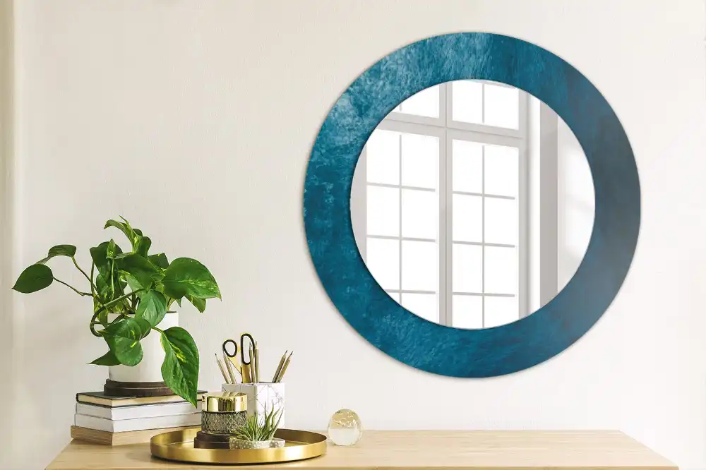 Miroir rond avec décoration art abstrait
