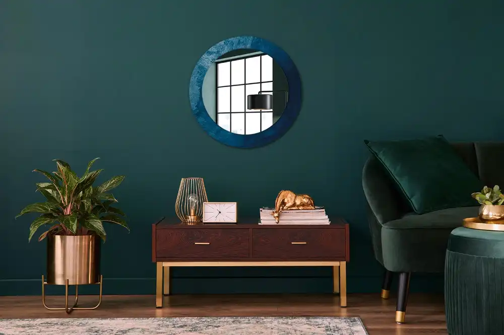Miroir rond avec décoration art abstrait