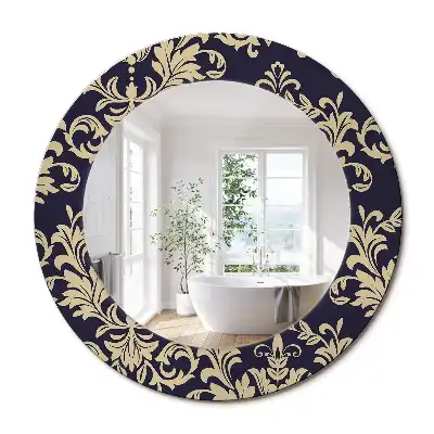 Miroir rond cadre imprimé motif floral