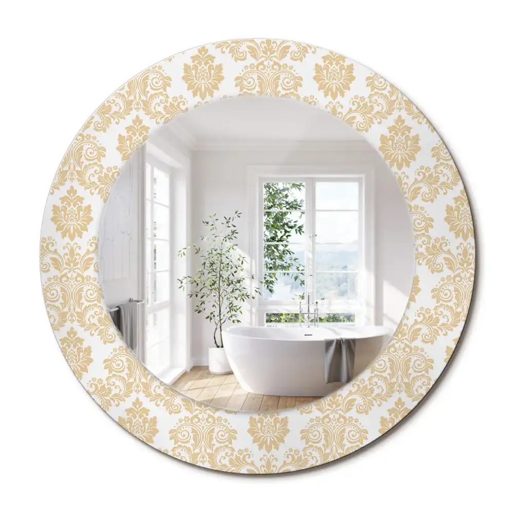 Miroir rond imprimé motif baroque