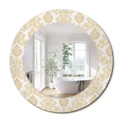 Miroir rond imprimé motif baroque
