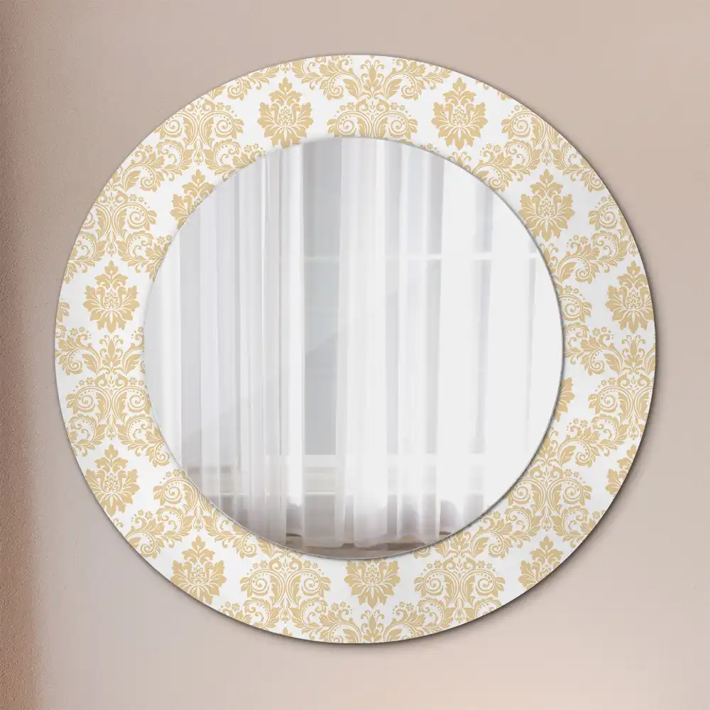 Miroir rond imprimé motif baroque