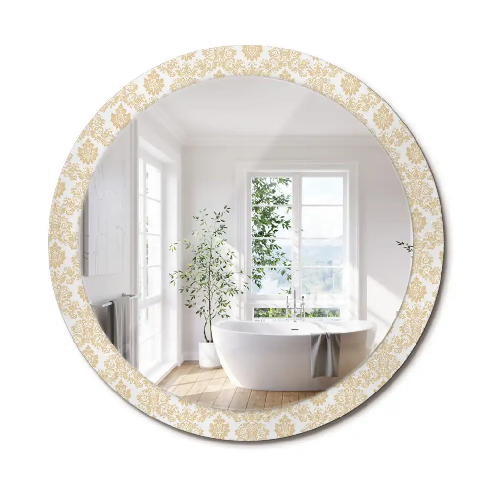 Miroir rond imprimé motif baroque