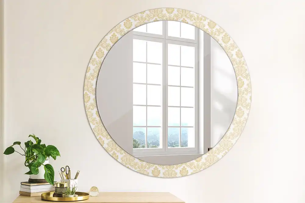 Miroir rond imprimé motif baroque