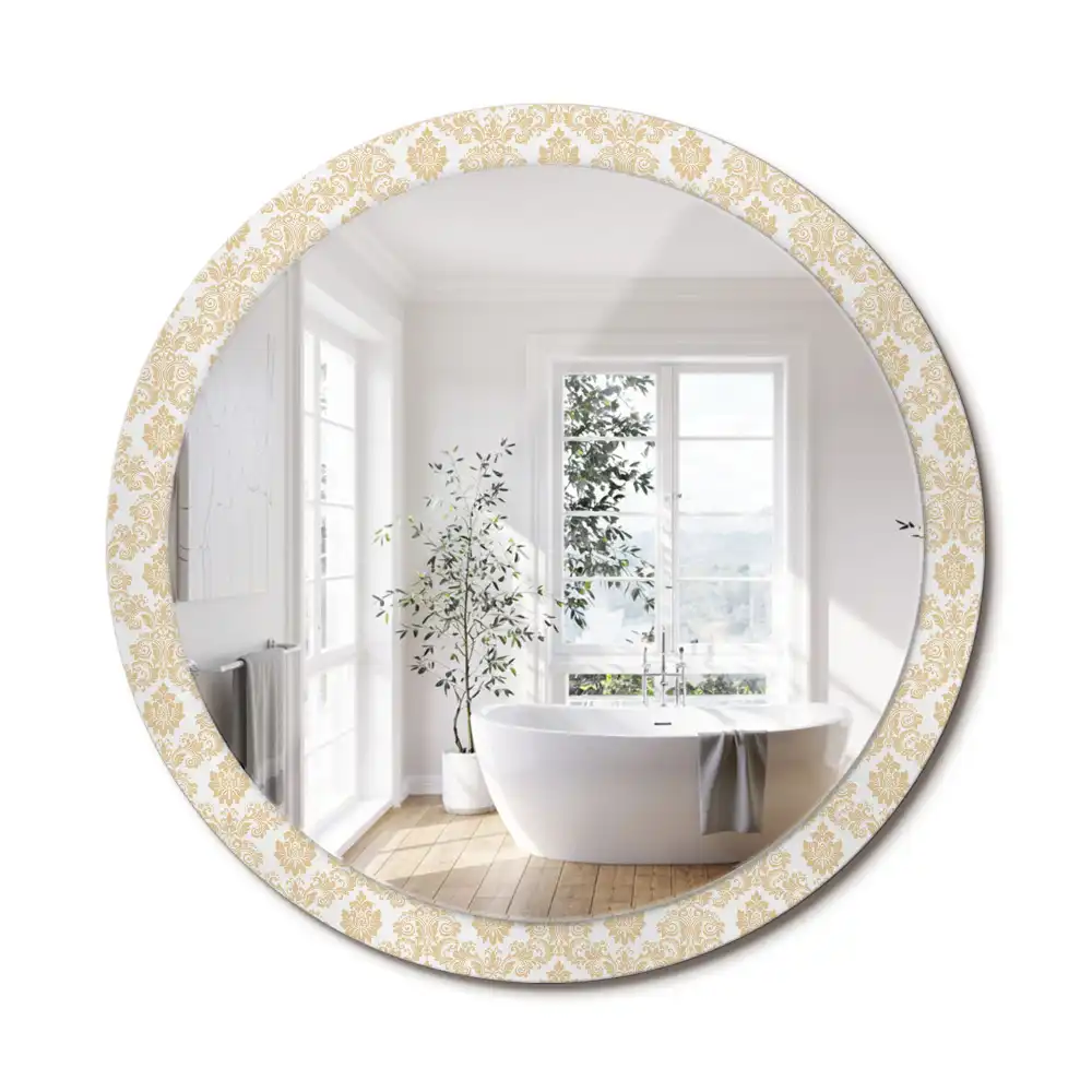 Miroir rond imprimé motif baroque