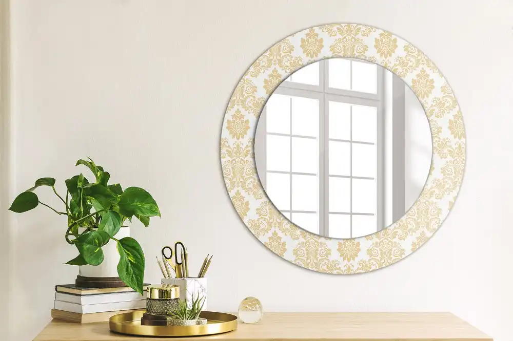 Miroir rond imprimé motif baroque