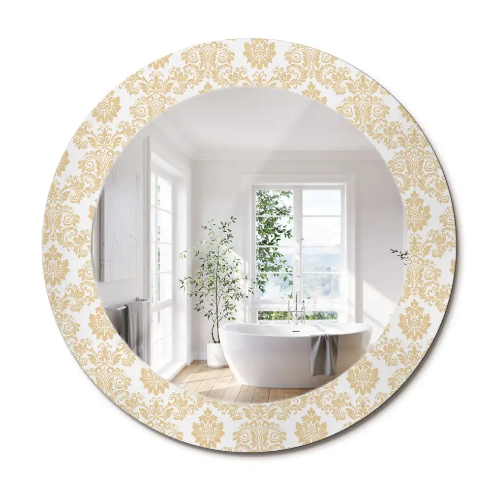 Miroir rond imprimé motif baroque