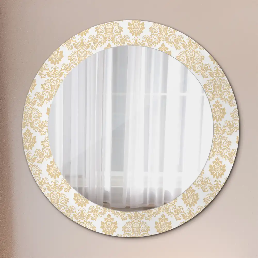 Miroir rond imprimé motif baroque