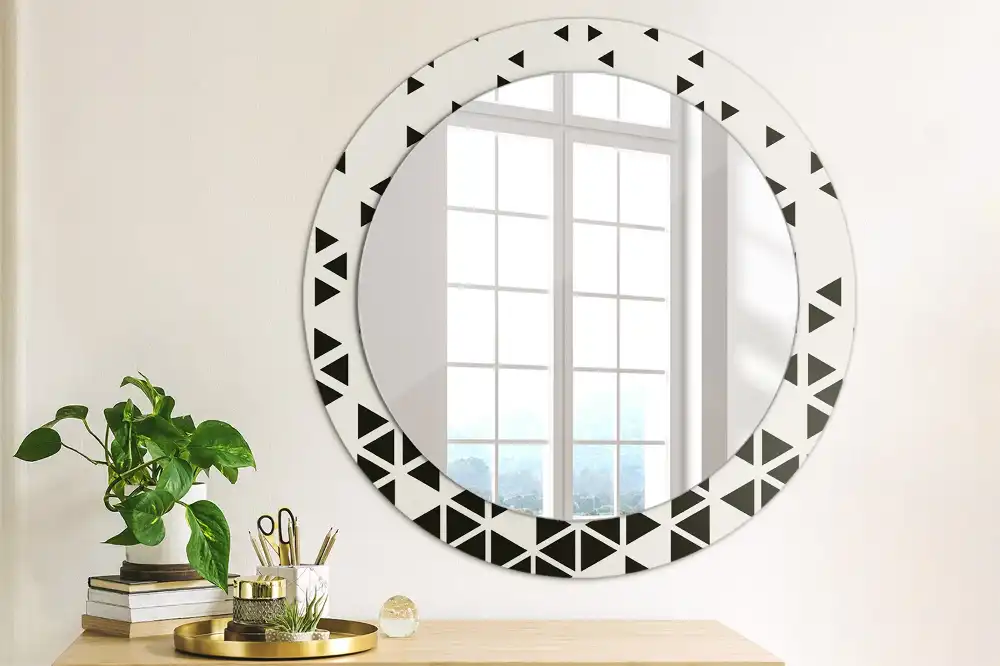 Miroir rond avec décoration géométrie abstraite