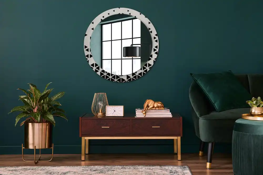 Miroir rond avec décoration géométrie abstraite