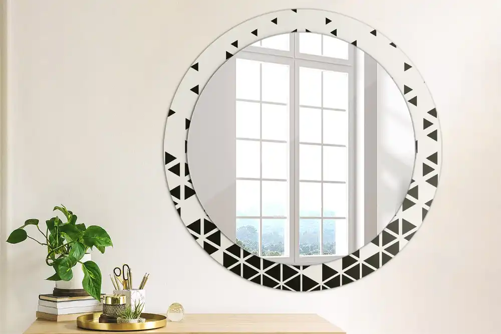 Miroir rond avec décoration géométrie abstraite