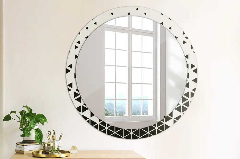 Miroir rond avec décoration géométrie abstraite