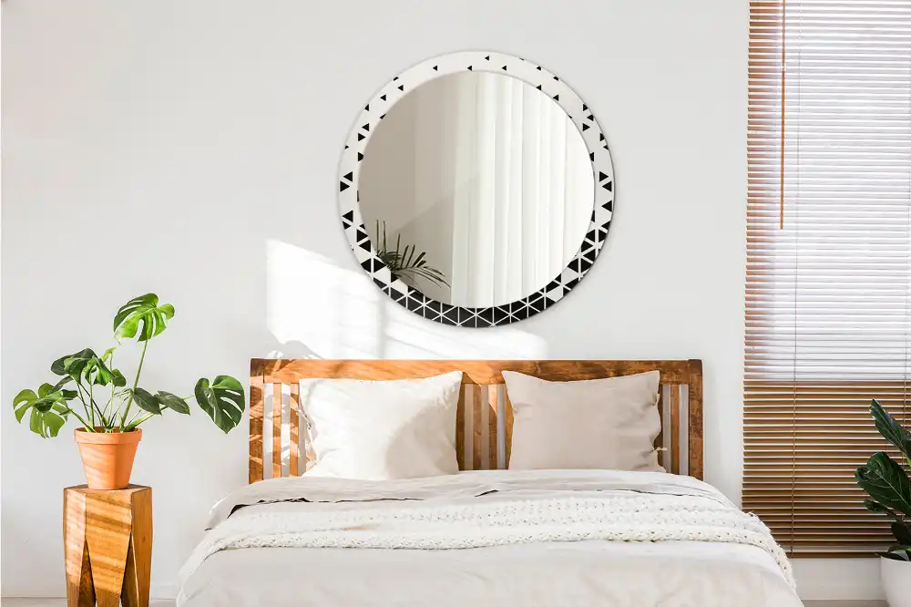Miroir rond avec décoration géométrie abstraite