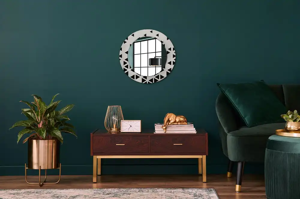 Miroir rond avec décoration géométrie abstraite