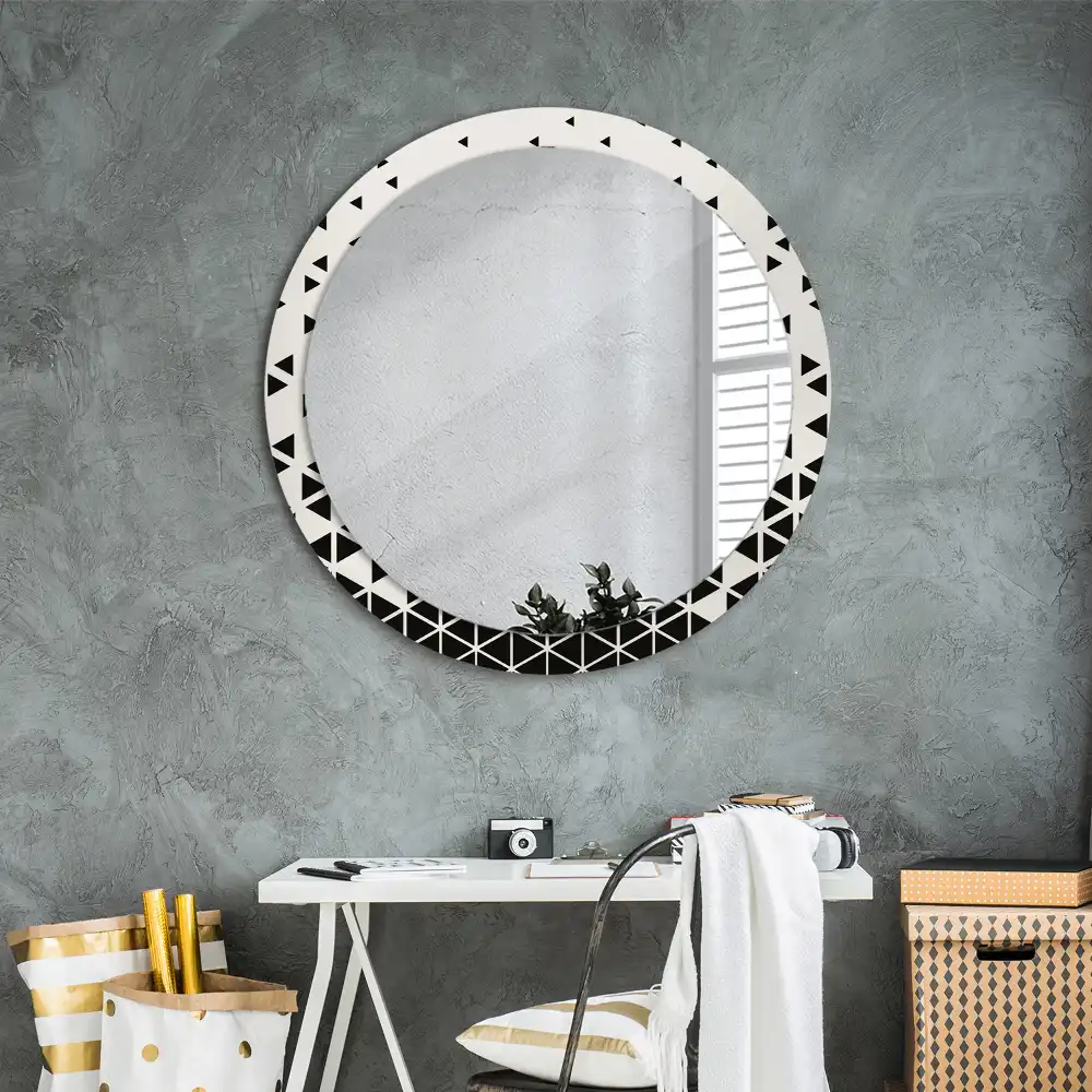 Miroir rond avec décoration géométrie abstraite