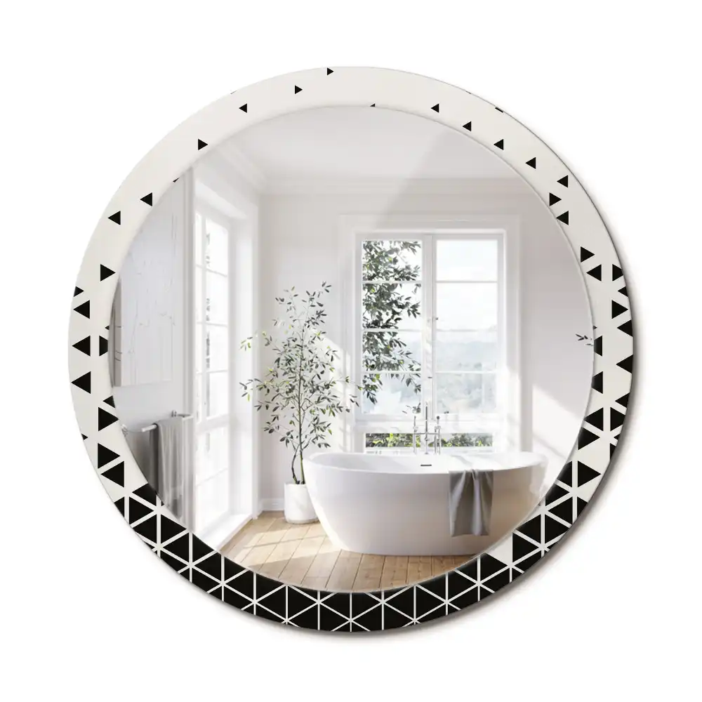 Miroir rond avec décoration géométrie abstraite