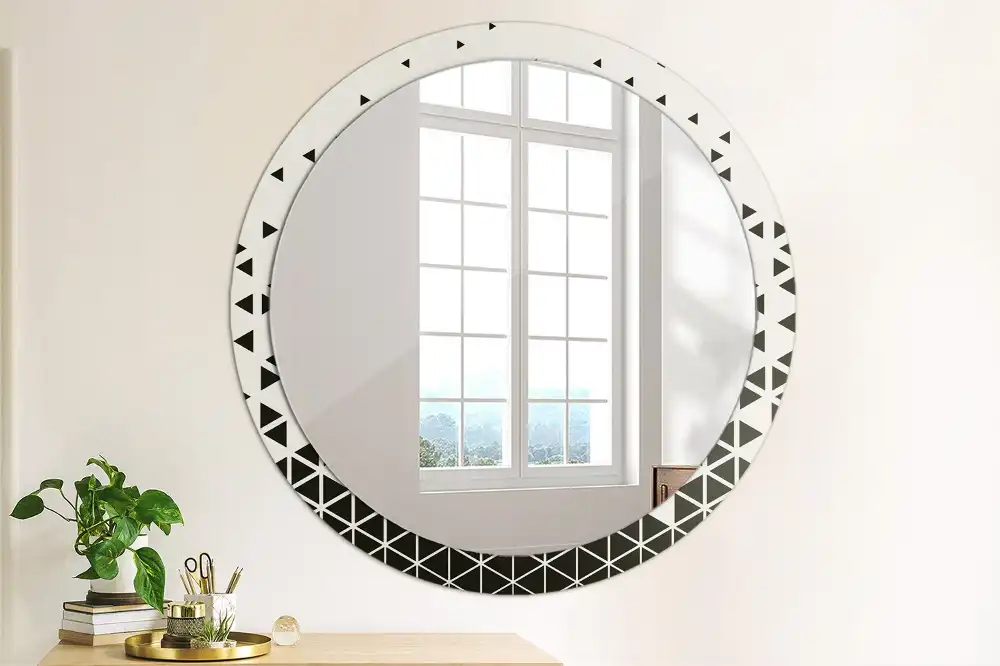 Miroir rond avec décoration géométrie abstraite