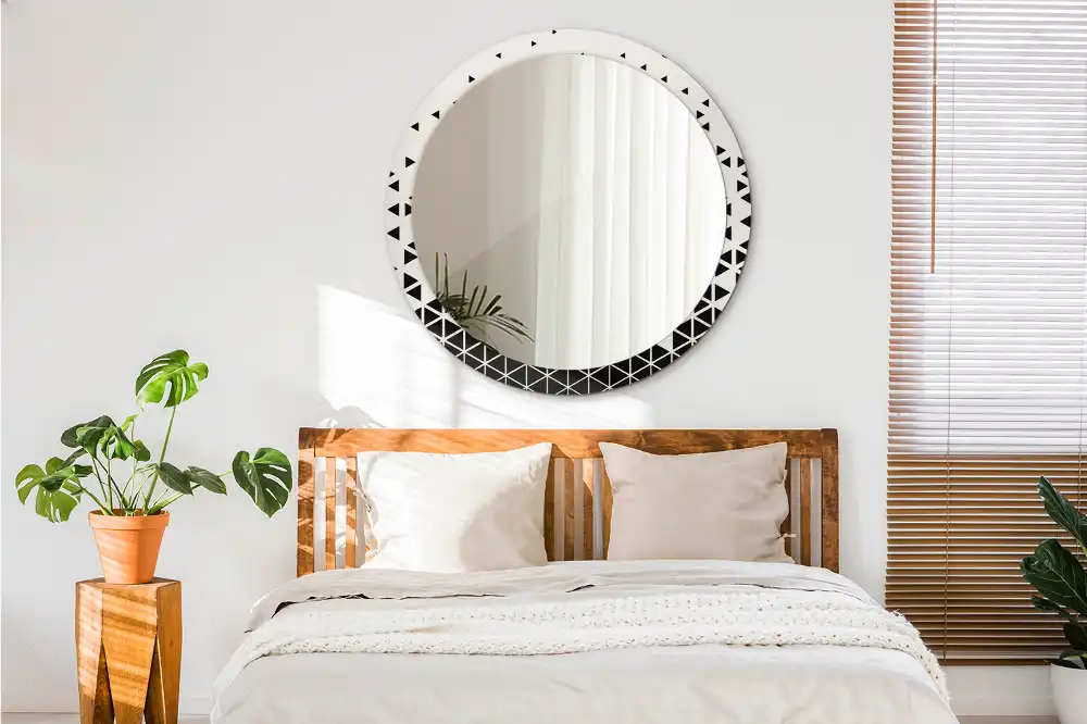 Miroir rond avec décoration géométrie abstraite