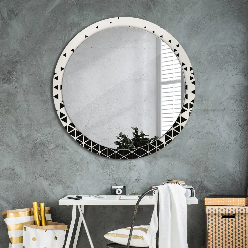 Miroir rond avec décoration géométrie abstraite