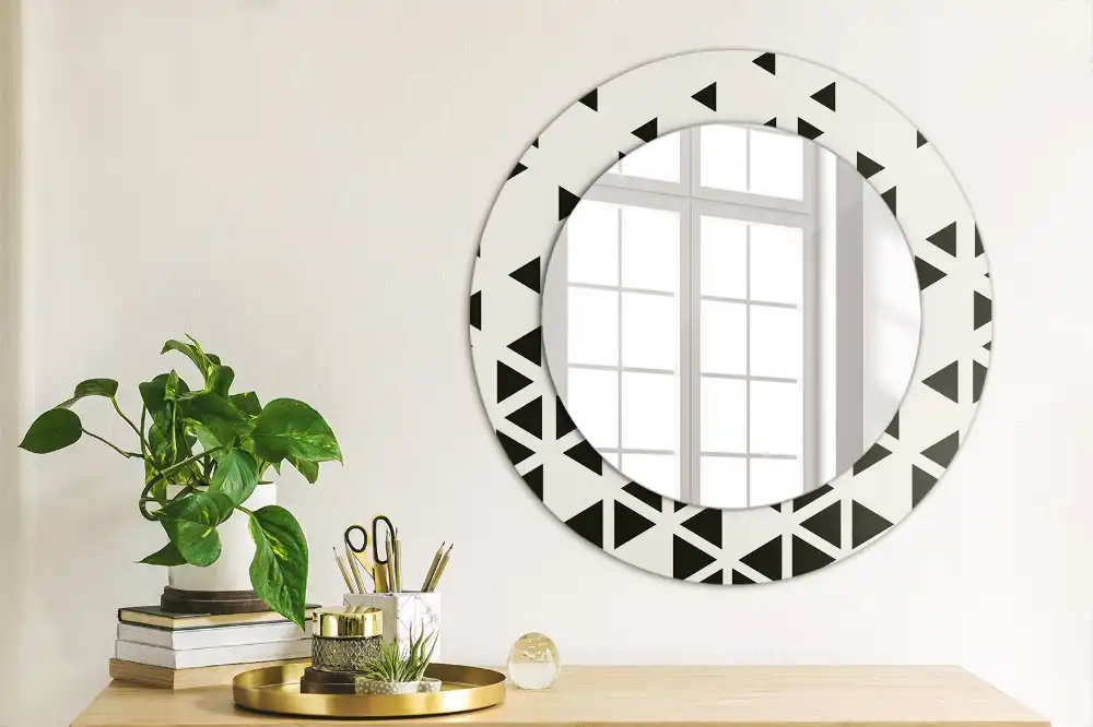 Miroir rond avec décoration géométrie abstraite