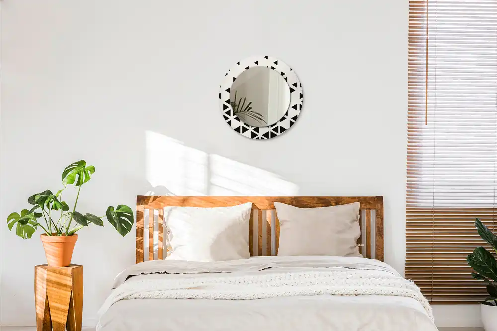Miroir rond avec décoration géométrie abstraite