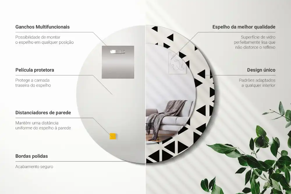 Miroir rond avec décoration géométrie abstraite