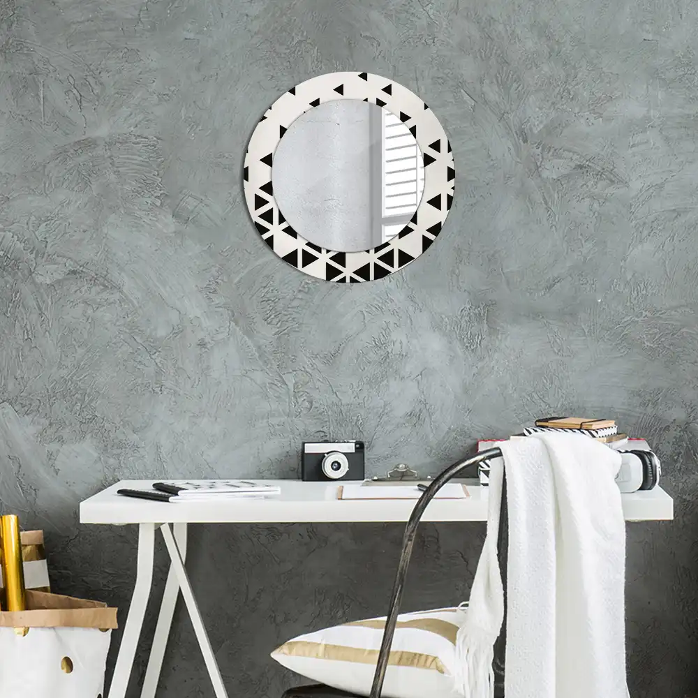 Miroir rond avec décoration géométrie abstraite
