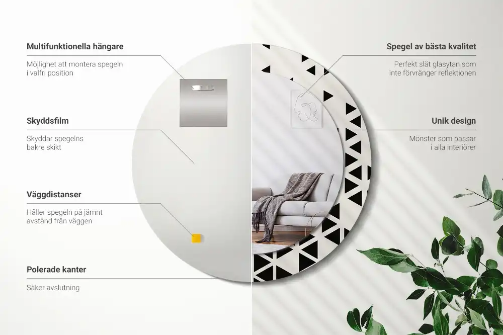 Miroir rond avec décoration géométrie abstraite
