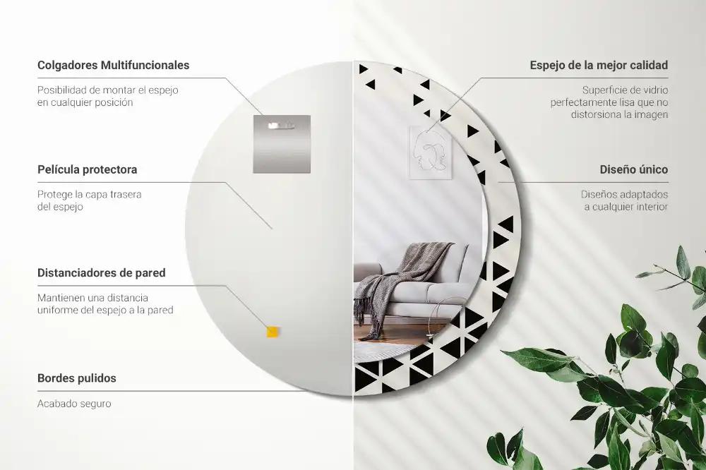 Miroir rond avec décoration géométrie abstraite