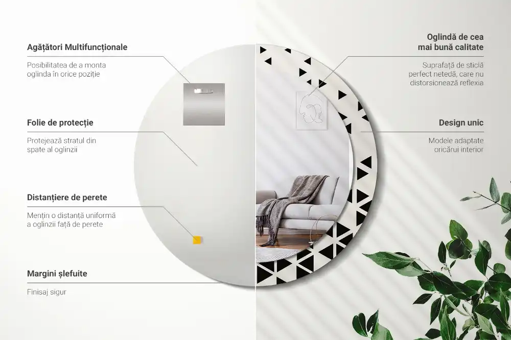Miroir rond avec décoration géométrie abstraite