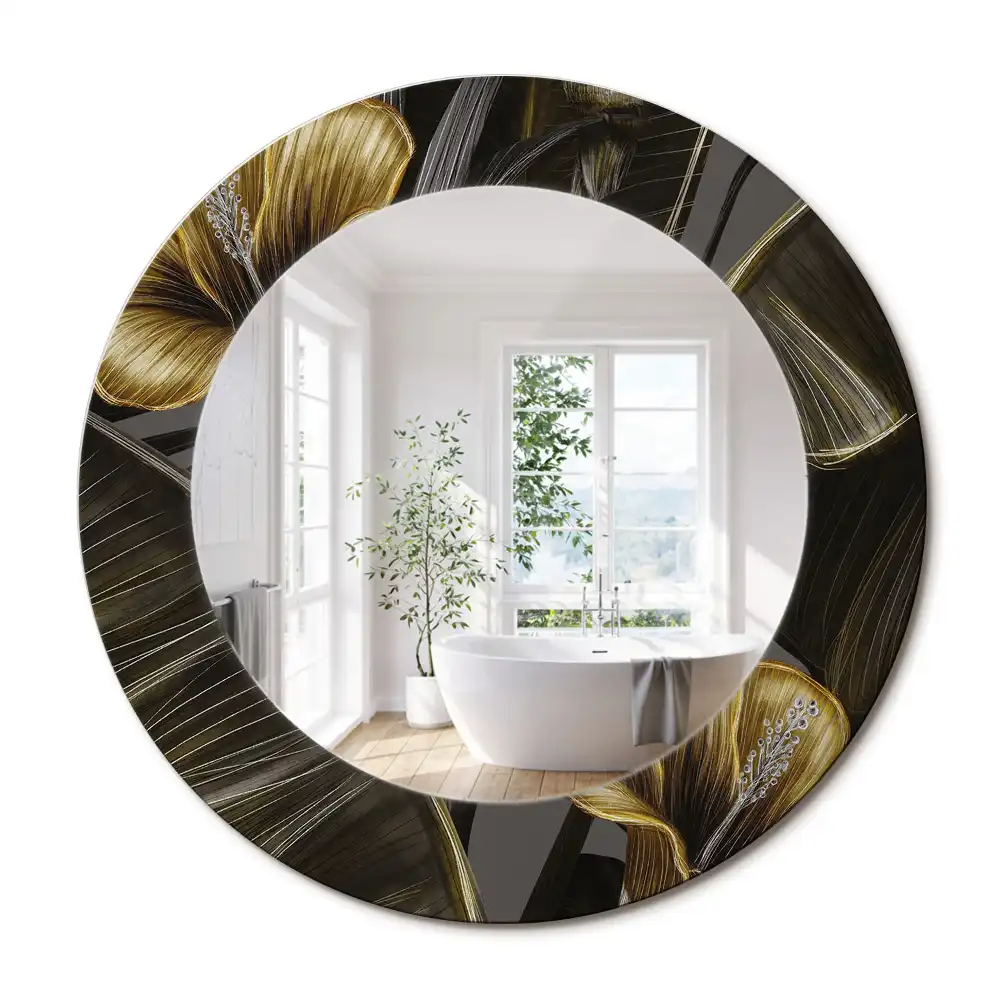 Miroir rond imprimé hibiscus