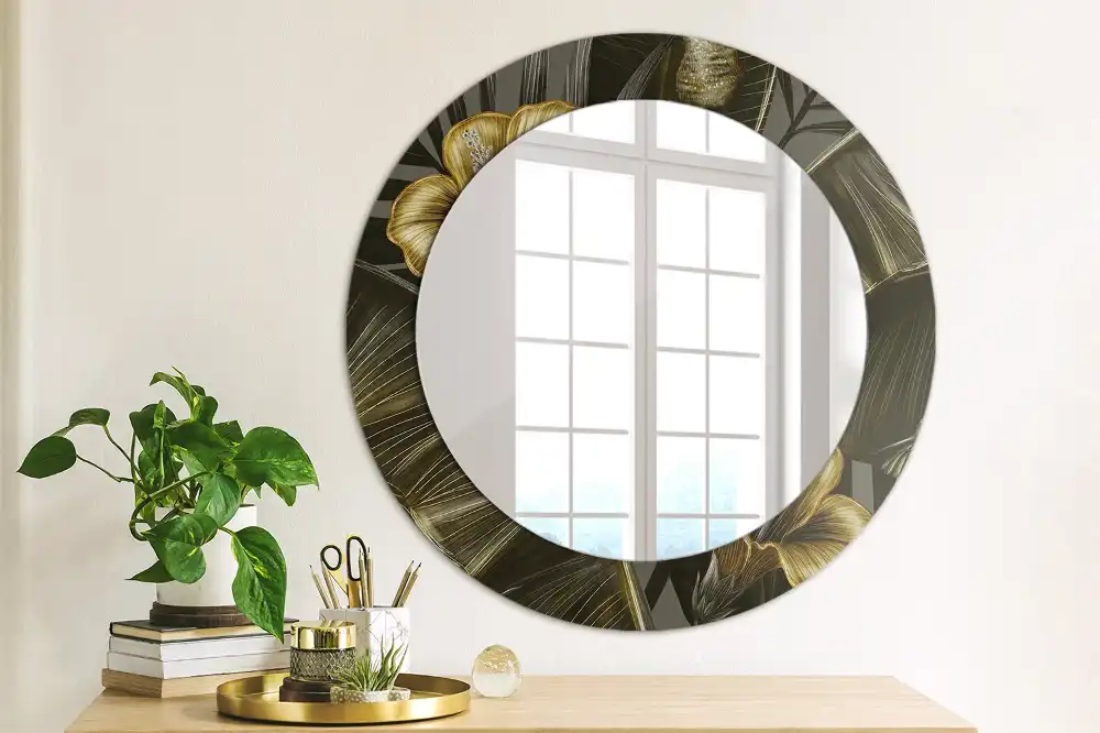 Miroir rond imprimé hibiscus